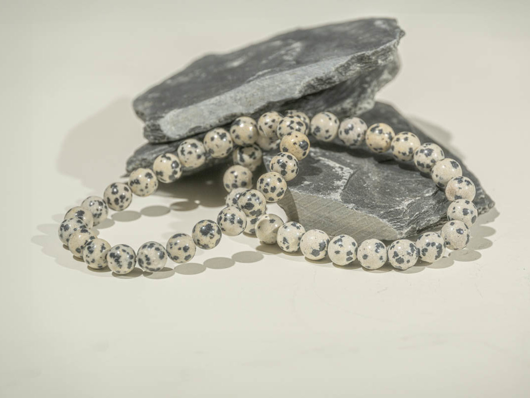Bracelet Jaspe Dalmatien perles 8 mm