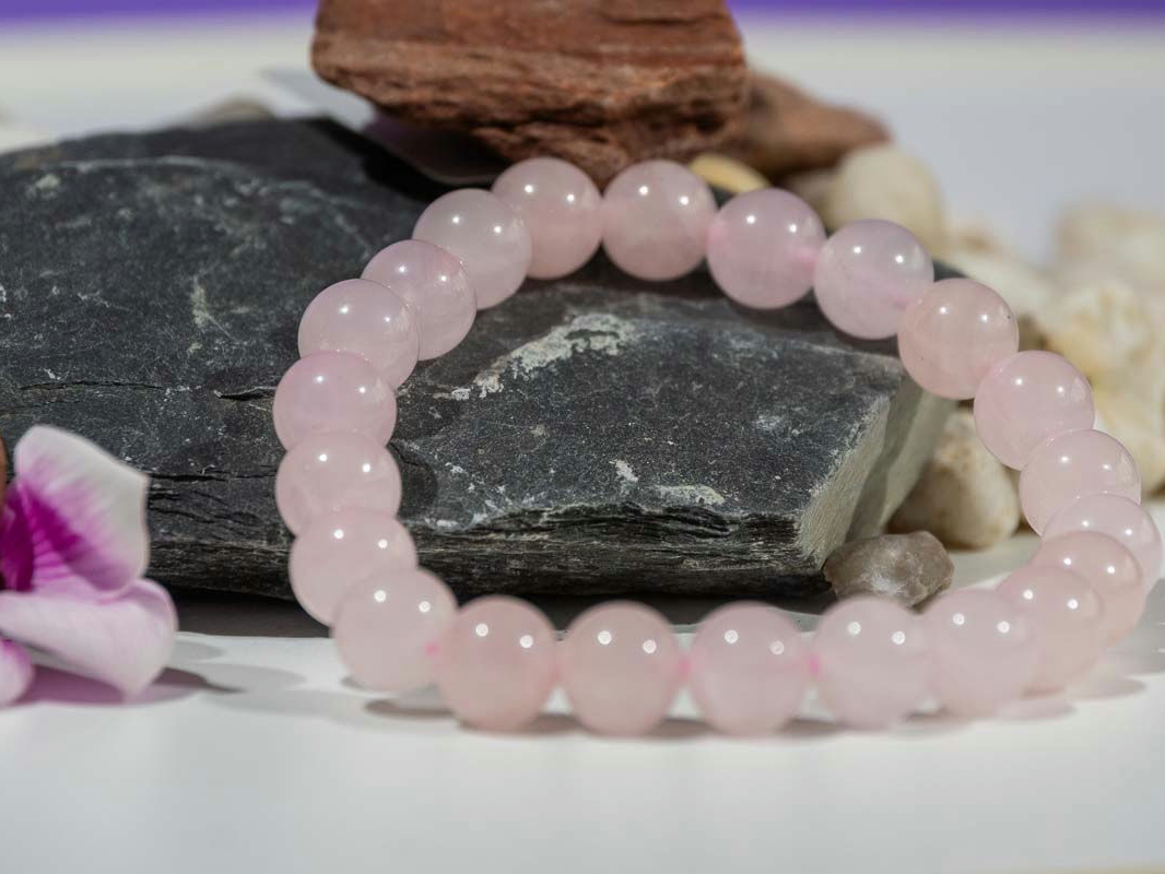 Bracelet Quartz Rose perles 8 mm