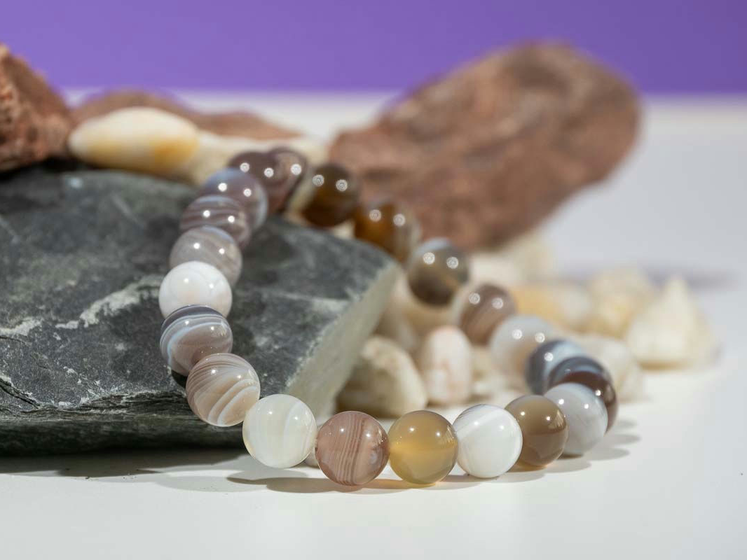 Bracelet Agate Botswana perles 8 mm