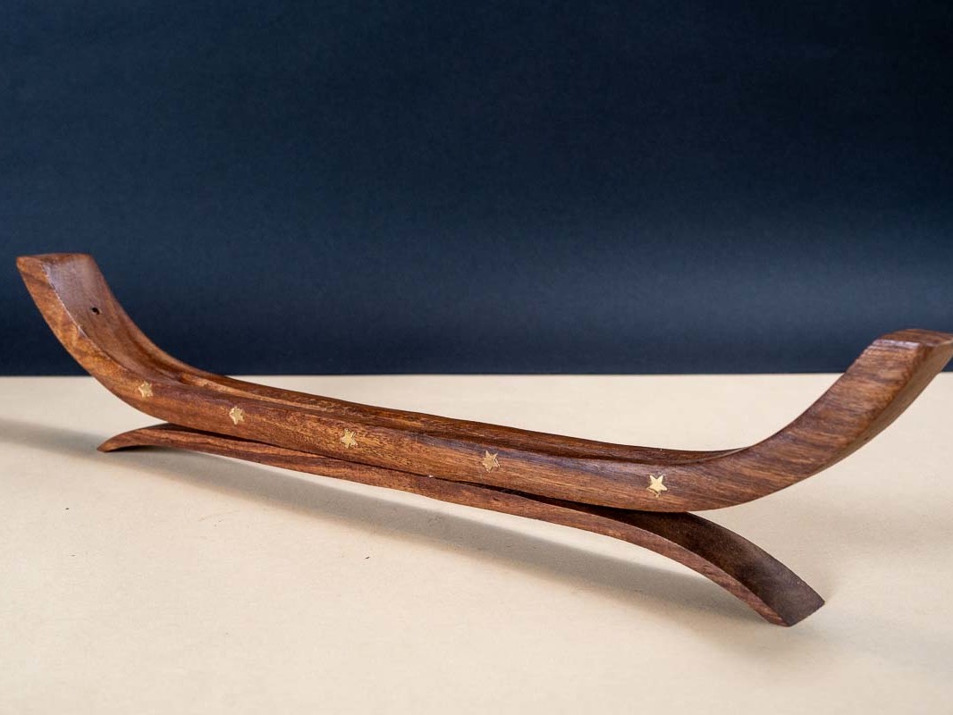 Porte-encens bois double pirogue
