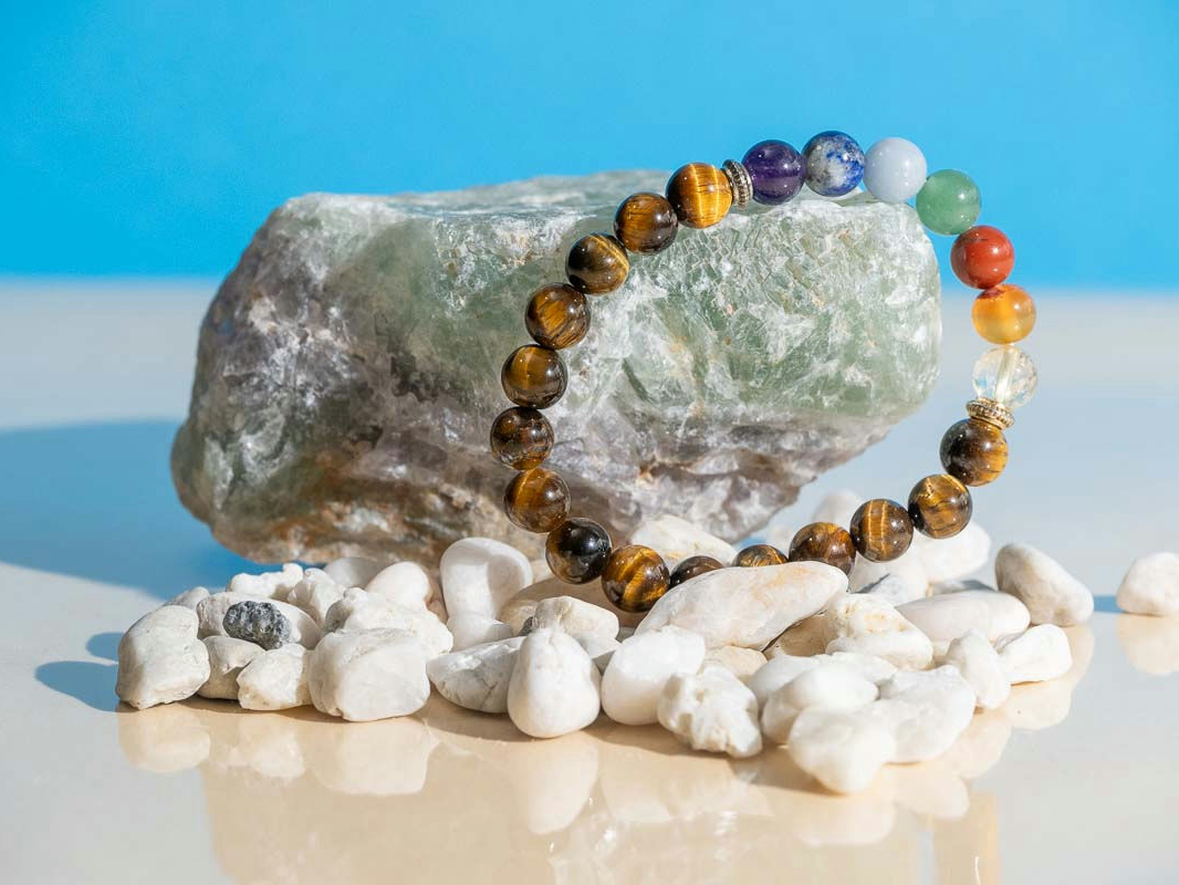 Bracelet œil de Tigre et 7 Chakras