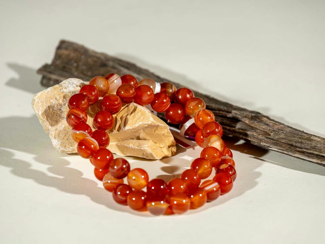 Bracelet Cornaline Rubanée par Naïla Nature