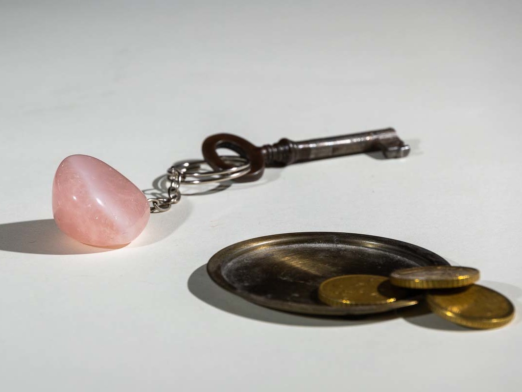 Porte clé quartz rose