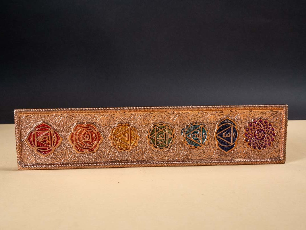 Porte-encens métal cuivré 7 Chakras