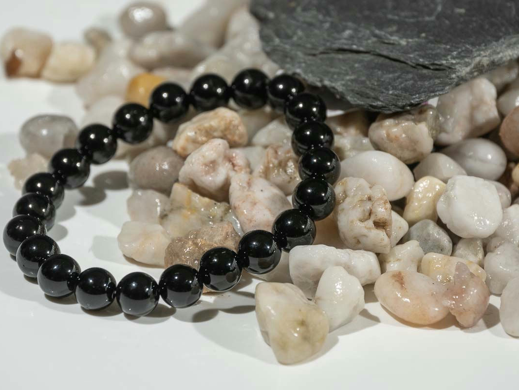 Bracelet Obsidienne Noire Dorée